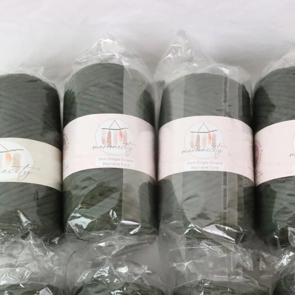 Lot of 4 Single Strand Macrame Cord 3 mm x 109 Yards (328 feet) - Olive Drab